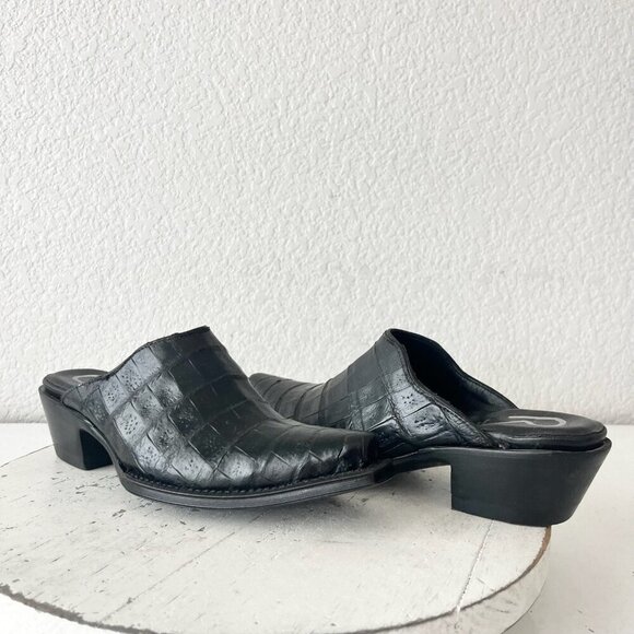 Rod Patrick Womens Mules 5C Black Caiman Leather Western Slip On Boots - Picture 12 of 12